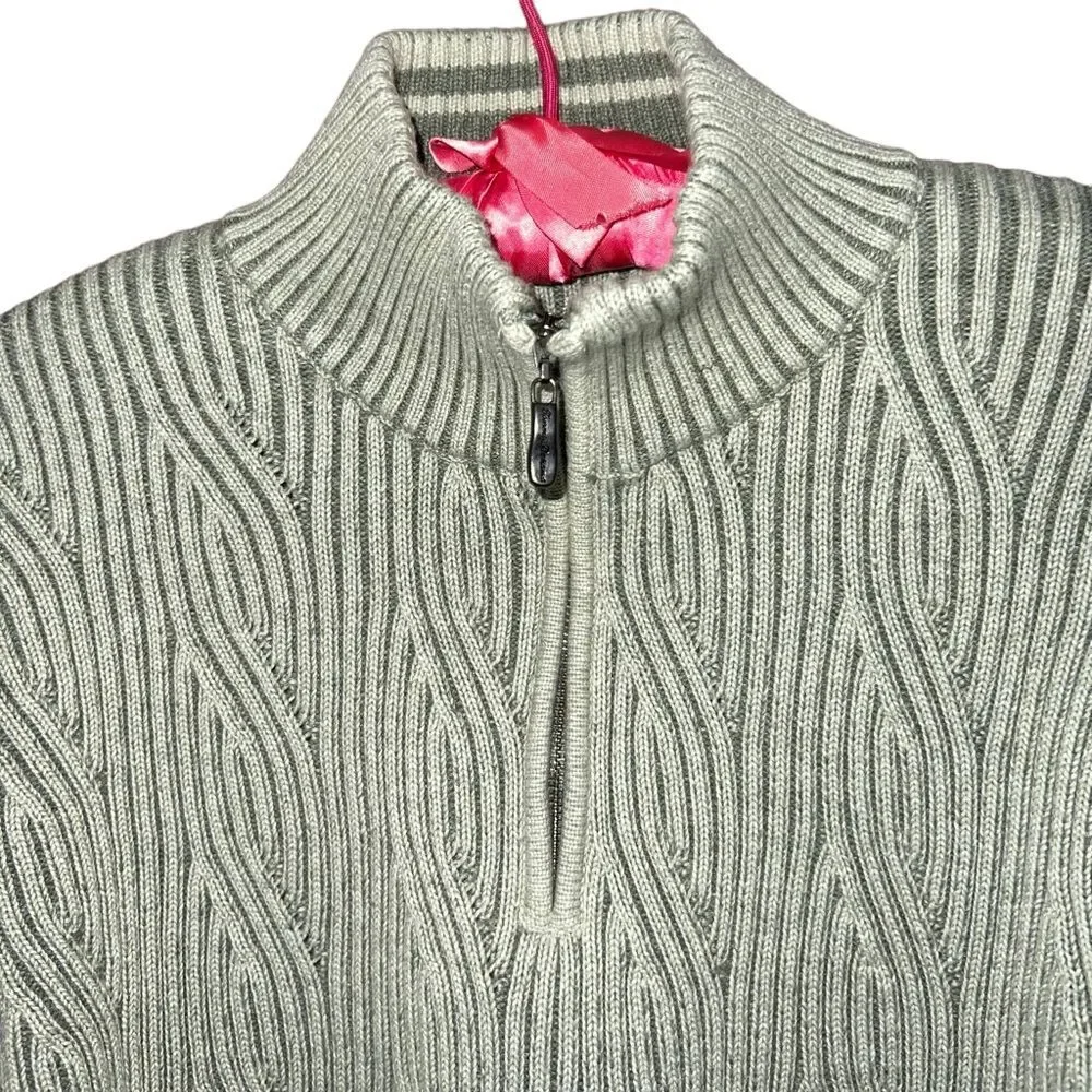 Tommy Bahamas 1/4‎ zip sage green mock turtleneck sweater men's size large